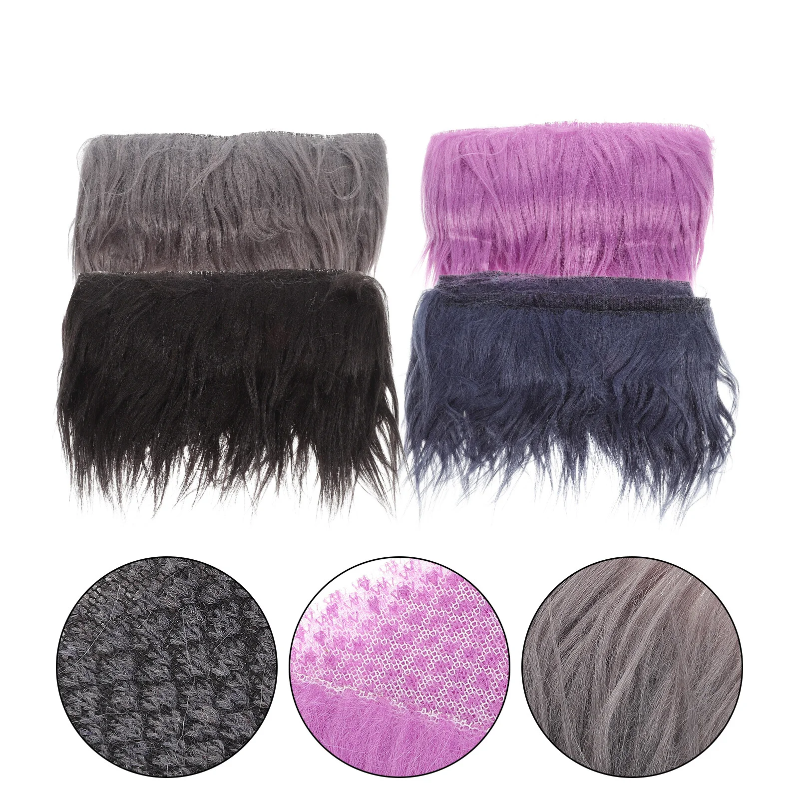 

4 Pcs Plush Fabric Pimp Faux Fabrics Fur DIY Crafts Clothing Supply 80% Artificial Strips