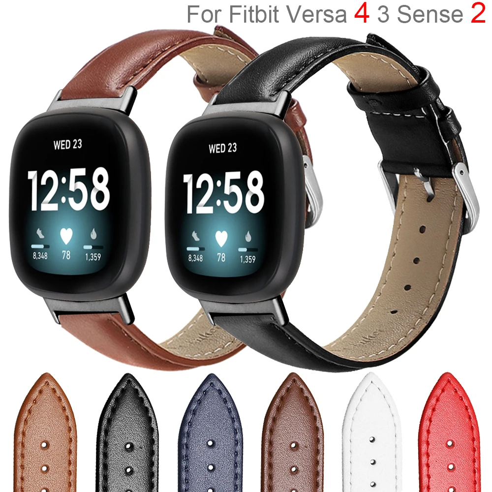 Essidi New Leather Band For Fitbit Versa 4 3 Women Men Watch Bracelet Strap For Fitbit Sense 2 Replacement Loop