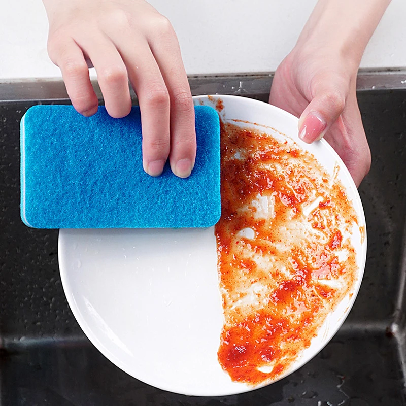 

Kitchen Cleaning Dishwashing Sponge Block Brush Pot Dishwashing Cloth Rag Sponge Wipe Color Small Wave Sponge Scouring Pad