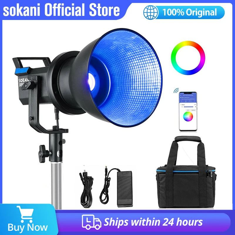 

Светодиодный дневной светильник Sokani X60 RGB 5600K, наружный светильник для фотосъемки, COB светильник для непрерысветильник освещения, светильник для видеосъемки в студии
