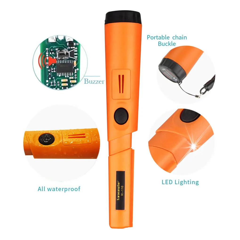 

Handheld Metal Detector with Anti-scratch Protection Cover LED Light Positioning Rod Gauge Pinpointing TC-110 Green