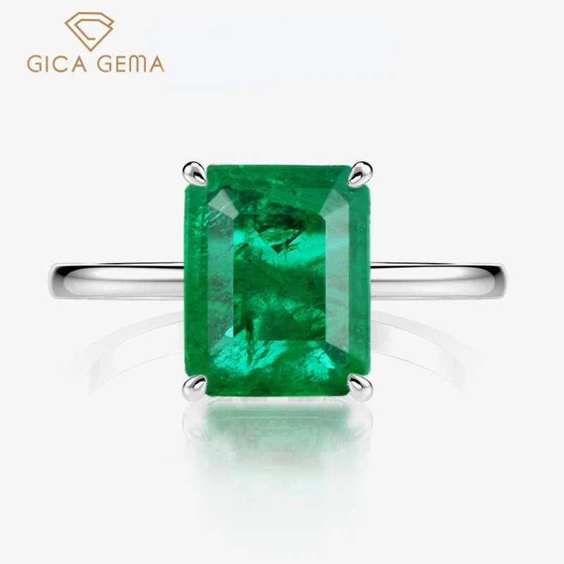 

Gica Gema 925 Sterling Silver Wedding Rings For Women Sparkling Emerald High Carbon Diamond Engagement Party Fine Jewelry Gift