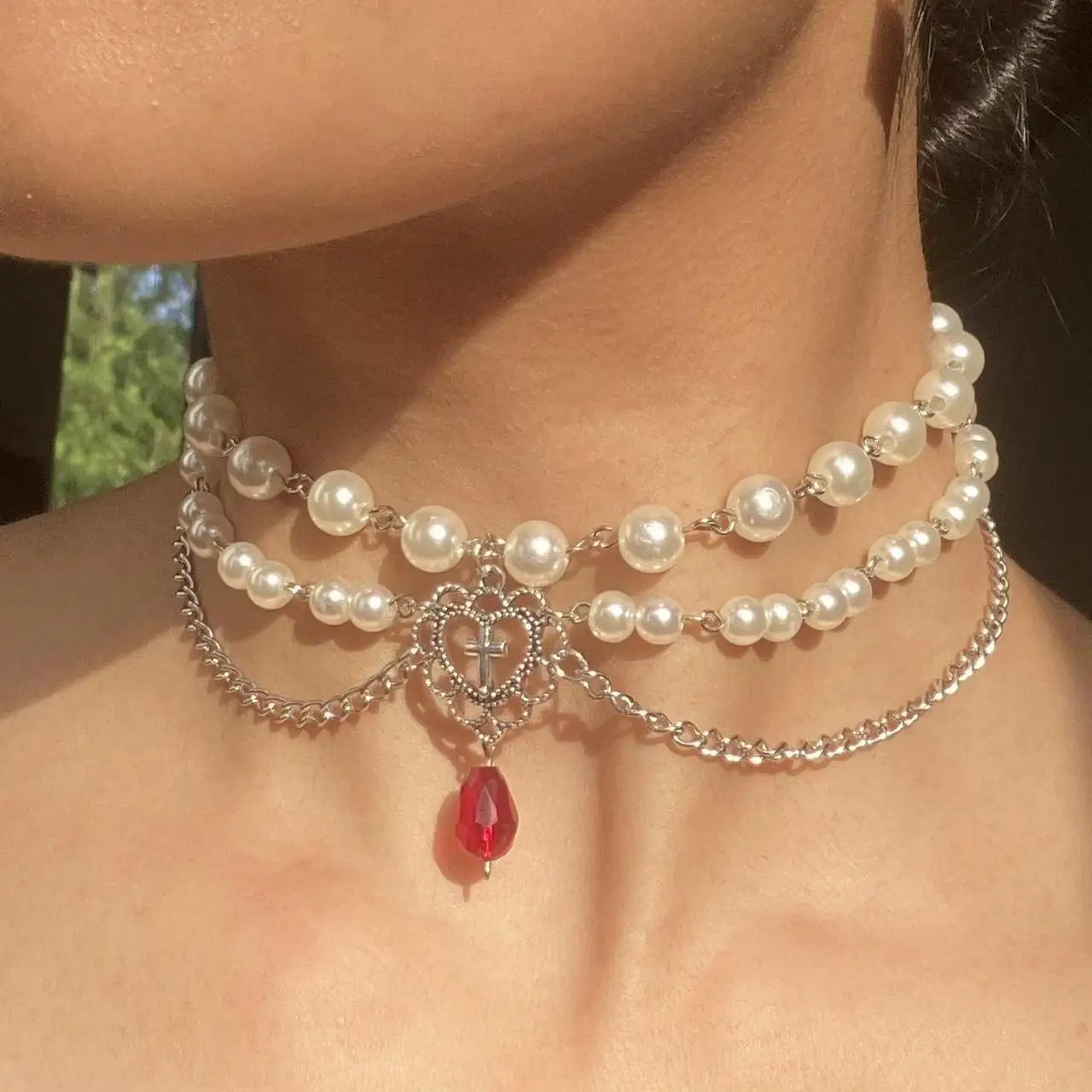 Элегантная готическая викторианская многослойная жемчужная чокер-накидка в стиле розария для женщин девушек подарок юбилей свадьба жемчуга.