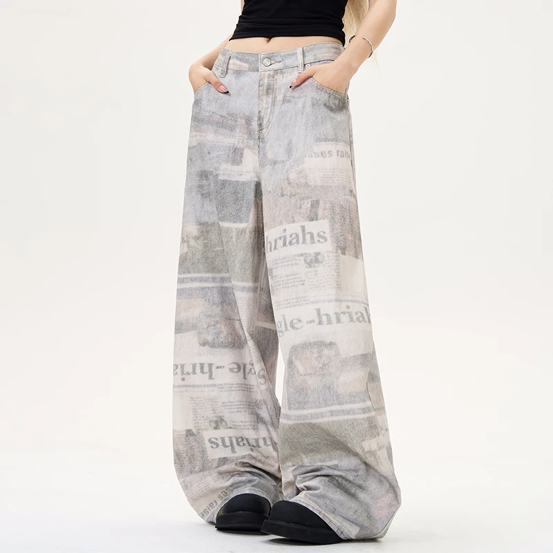 Джинсы PFNW мужские с американским принтом винтажные мешковатые штаны широкими