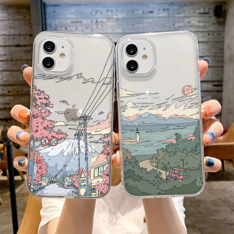 

Landscape Clear Case Honor 70 20 50 Lite 60 9A 9C 10 Cover For Huawei P30 P20 Lite Y7p Y6p Y6 2019 Nova 7 SE Cover