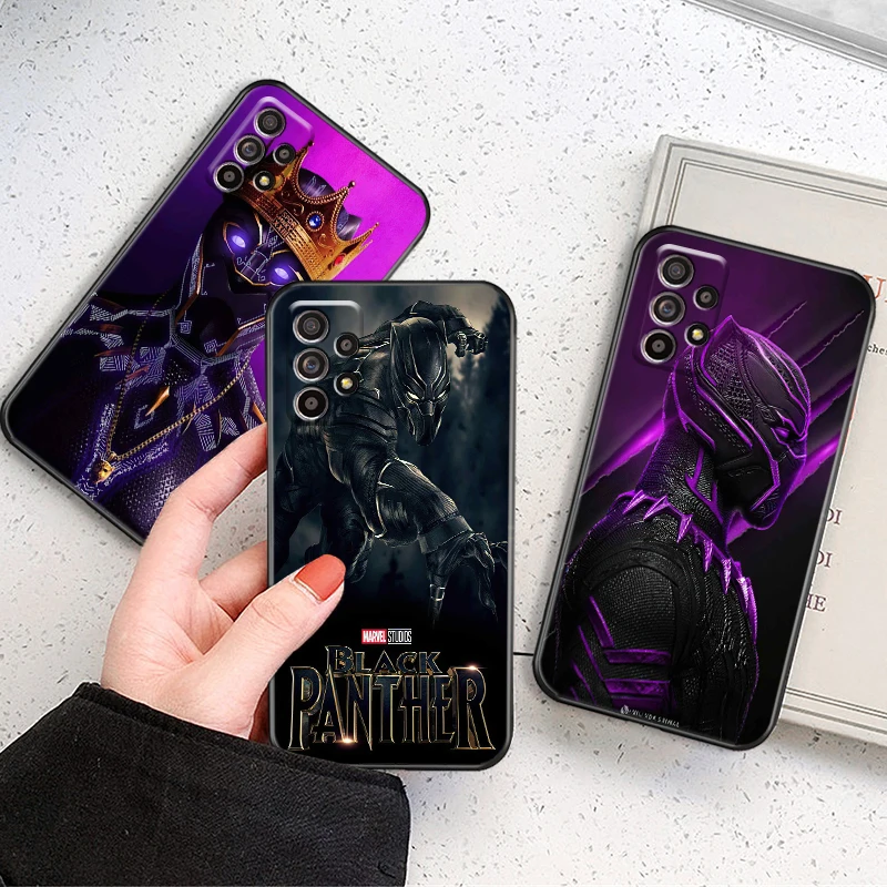 

Marvel Avengers Black Panther For Samsung Galaxy A72 5G Phone Case Funda Full Protection Coque Soft Black Liquid Silicon Cover