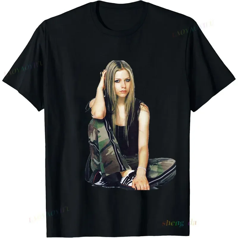 Повседневные свободные новые футболки футболка унисекс Playeras Avril Lavigne хлопковые
