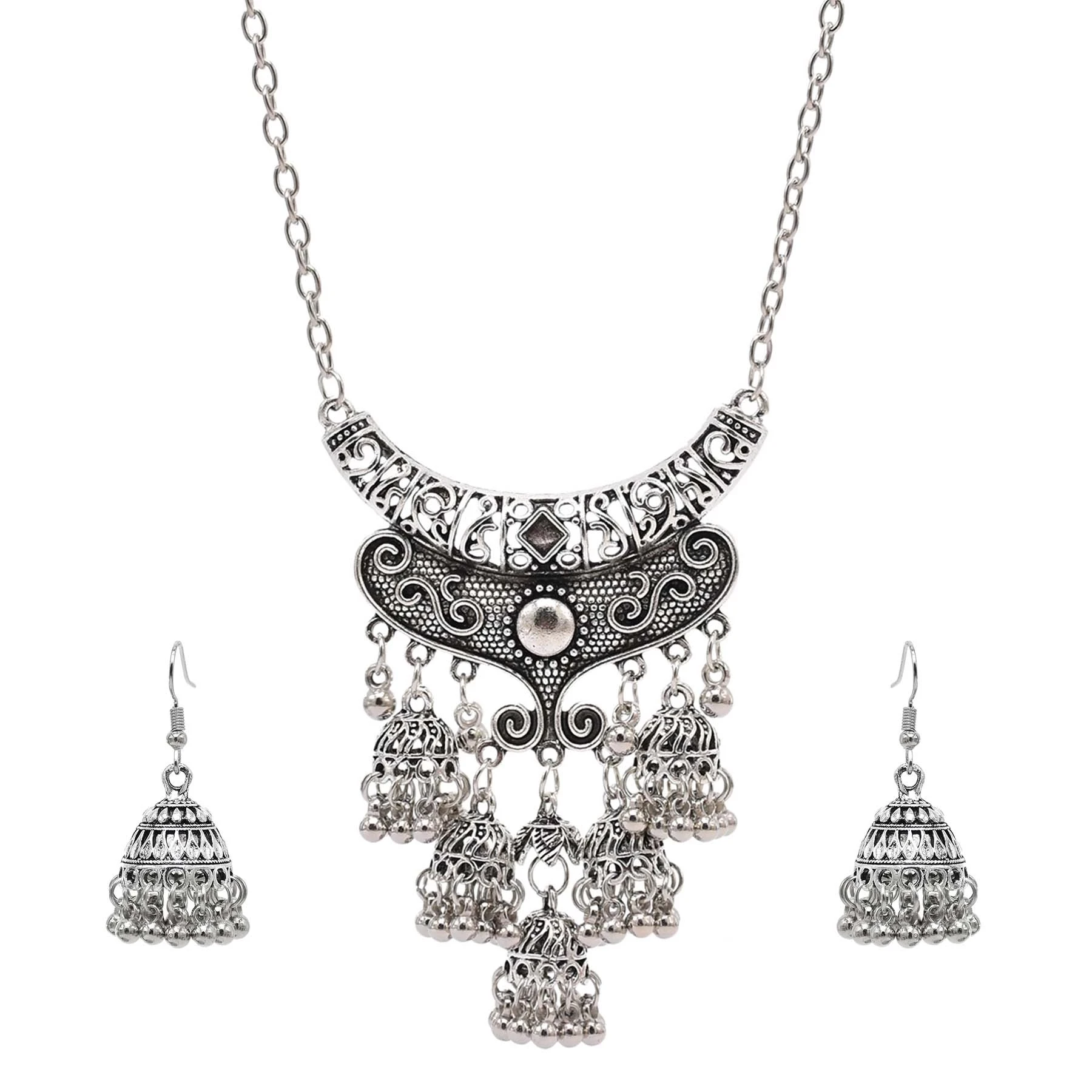 Набор этнических металлических ожерелий и серег тибетские индийские ювелирные