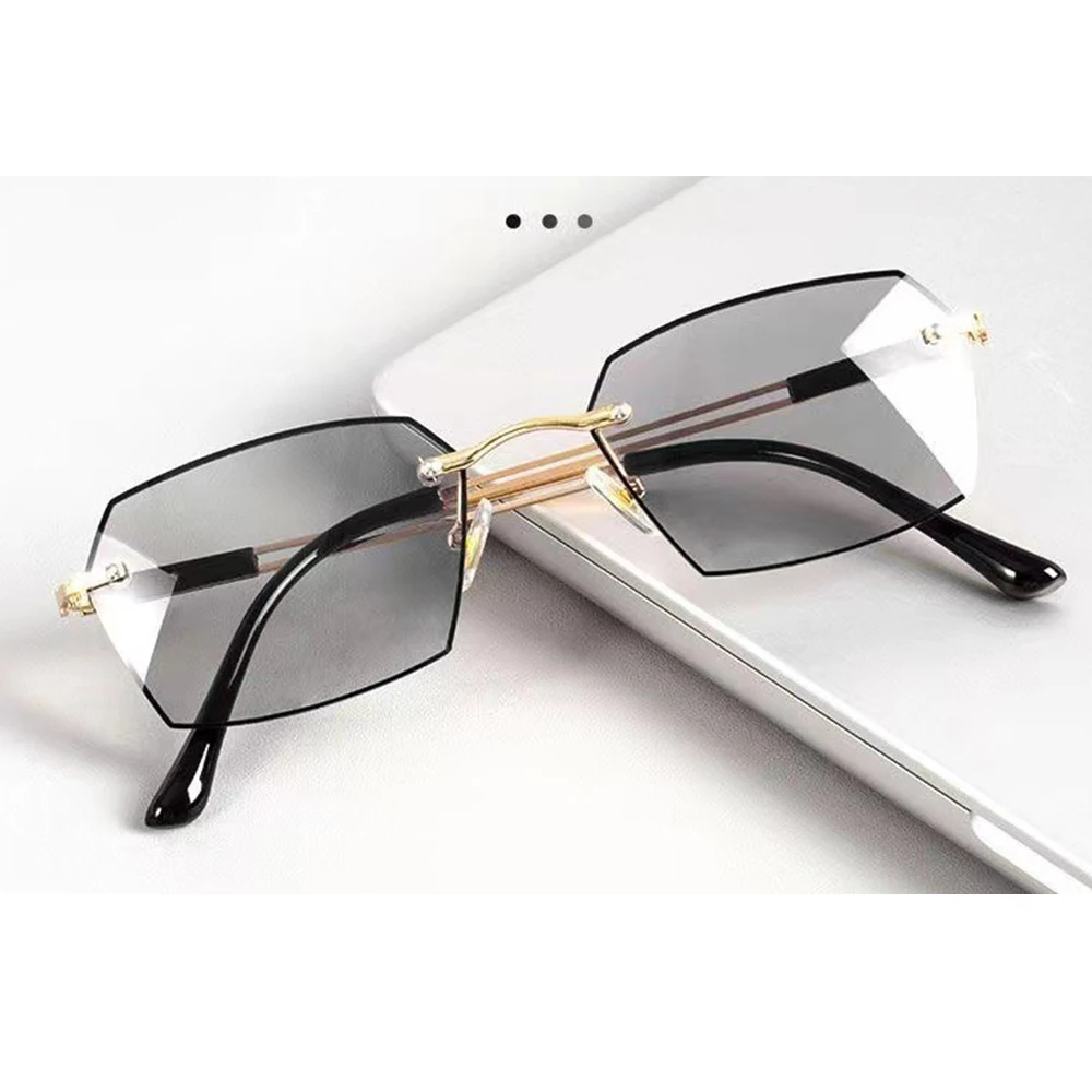 Фотохромные солнцезащитные очки модные без оправы для занятий спортом на