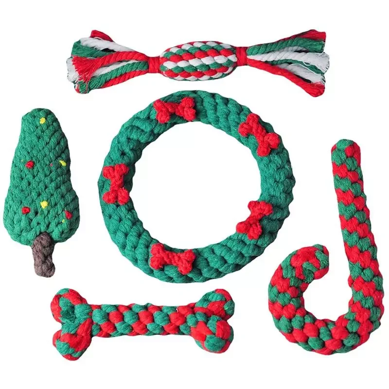 

Christmas Dog Rope Toys Cotton Rope Dog Chew Toys Candy Cane Dog Bone Toys Set For Dogs Puppies All Breeds Christmas Gift For