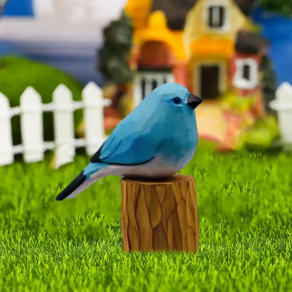 Яркая деревянная Статуэтка птицы из липы ручная резка фигурка газон статуэтка