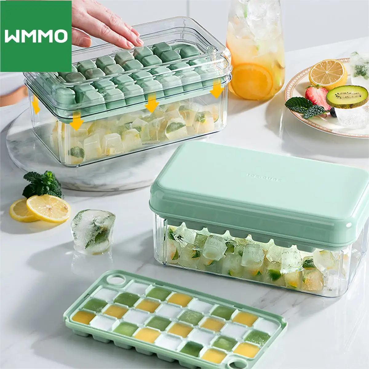 WMMO форма для кубиков льда с крышкой гибкий силиконовый лоток двухслойные