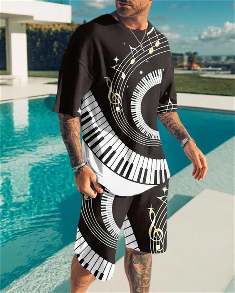 

2022 Summer Short Sleeve Tracksuits Mens Harajuku T-Shirts Two-Piece Outfits Sport Suit Casual Fashion 3d Printed Route 66 Sets
