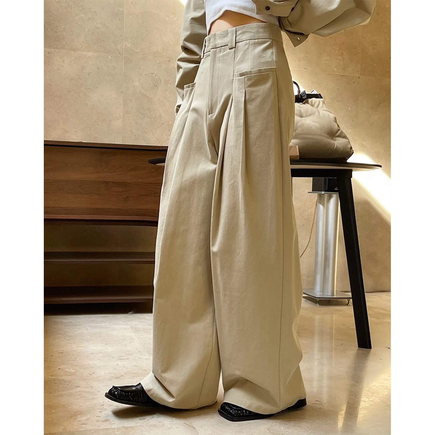 Autumn New Fashionable Wide Trousers Loose High Waist Slim Casual Trousers Women