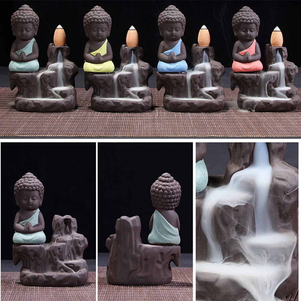 

Fountain Buddha Waterfall Creative Incense Holder Mini Backflow Teahouse Burner Cones Censer Ceramic Home Decor Office Incense