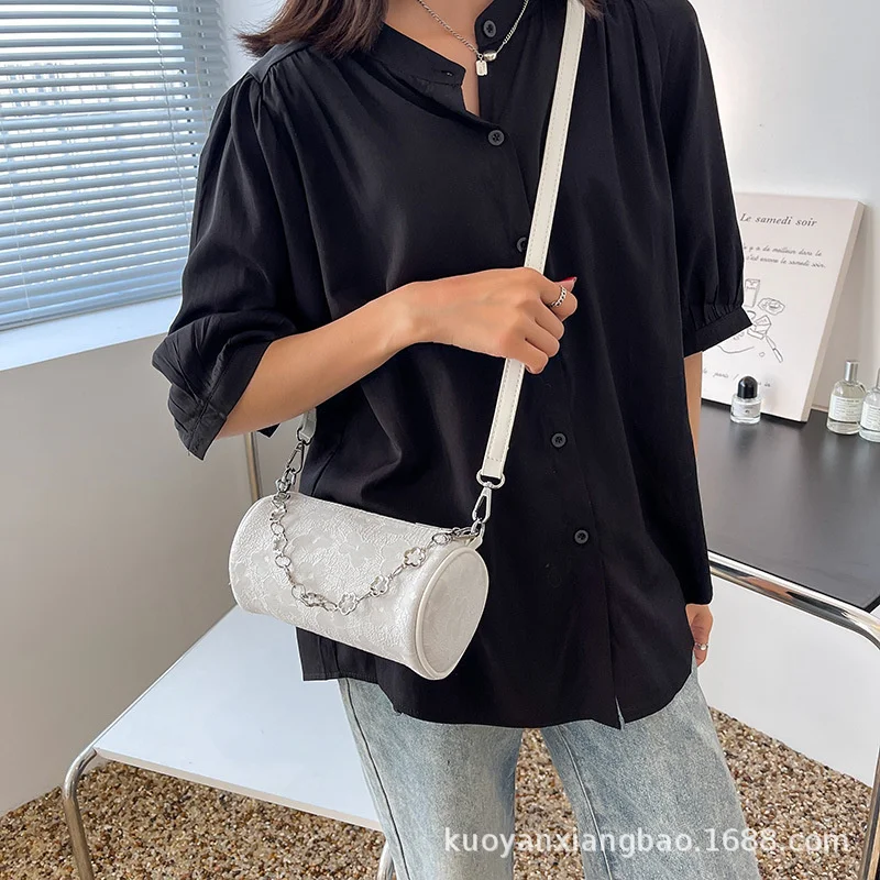 

Luxury Famous Brand Bag Women's Messenger 2022 New Cylinder Chain Lace Flower Fashion Shoulder Bag Pen Holder Bag