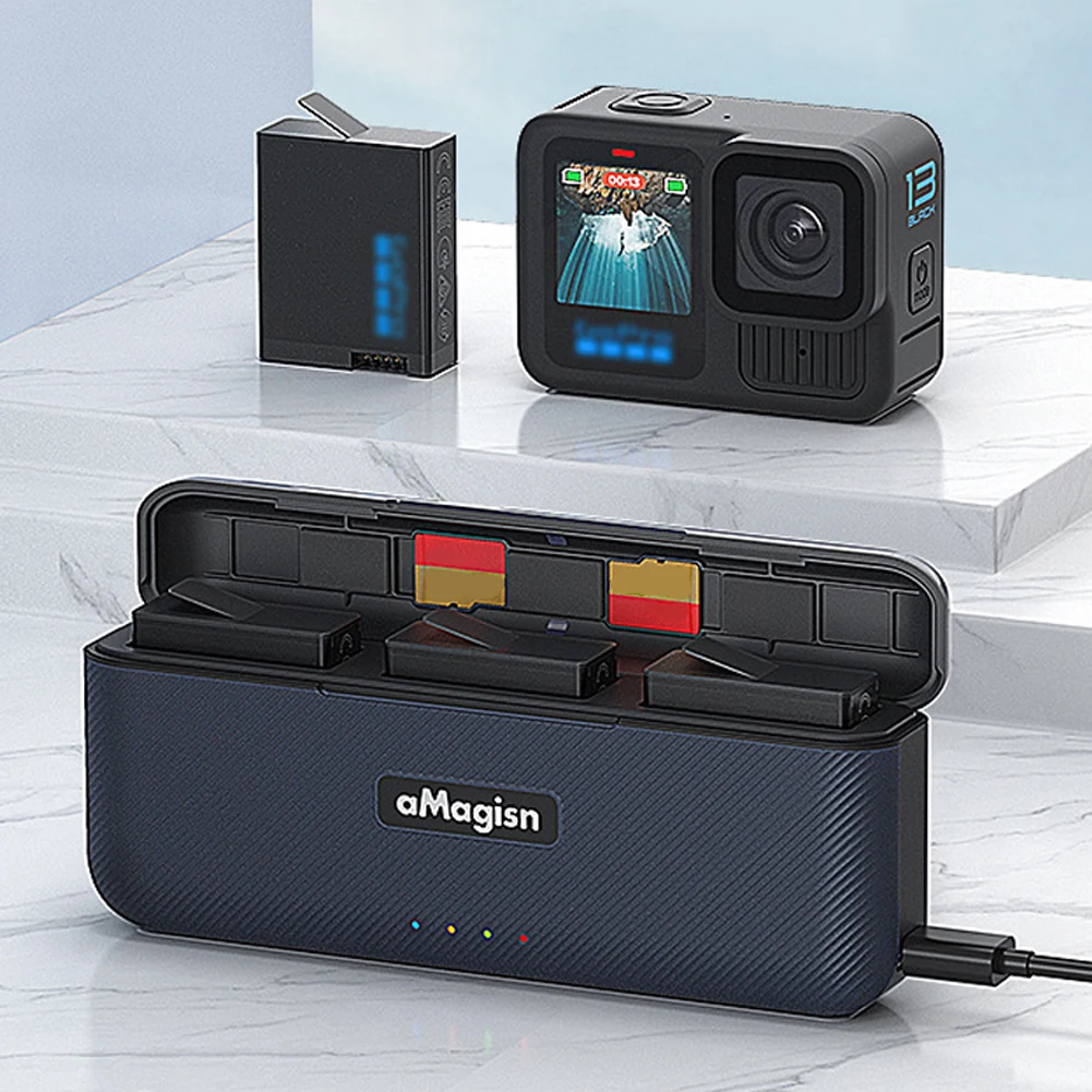 Зарядное устройство для быстрой зарядки с разъемами Micro SD и кабелем типа C GoPro Hero 13