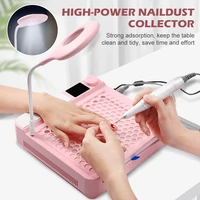 3 in 1 98w nail vacuum dust suction collector cleaner with led lamp nail drill pen manicure machine bits for gel polish removing