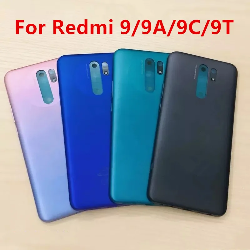 

Redmi9T Housing For Xiaomi Redmi 9 9A 9C 9T Plastic Battery Back Cover Repair Replace Door Phone Rear Case + Side Buttons Logo