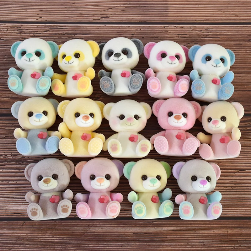 

Милый плюшевый медведь, пластиковая игрушка карамельного цвета, флокирующая кукла, медведь любви, детская игрушка, украшения для дома, бархатный Флокированный подарок