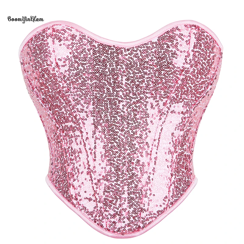 Женский корсет без бретелек с блестками