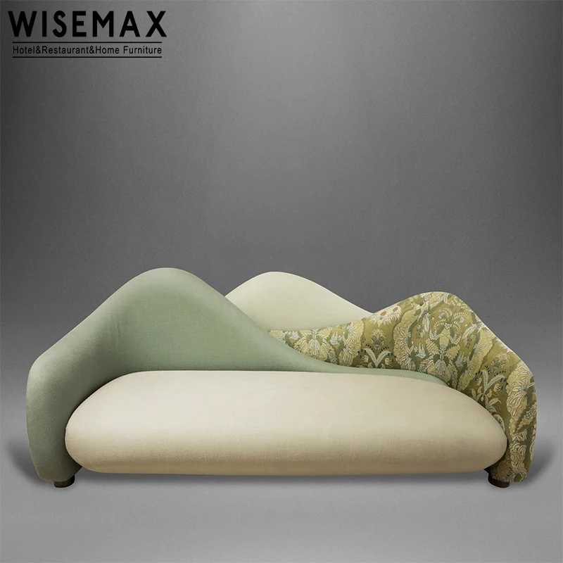 Фото Диван для приема WISEMAX МЕБЕЛЬ Роскошная дизайнерская мебель Диваны для гостиной Бархатная ткань Изогнутые задние ножки меньше Mo №4