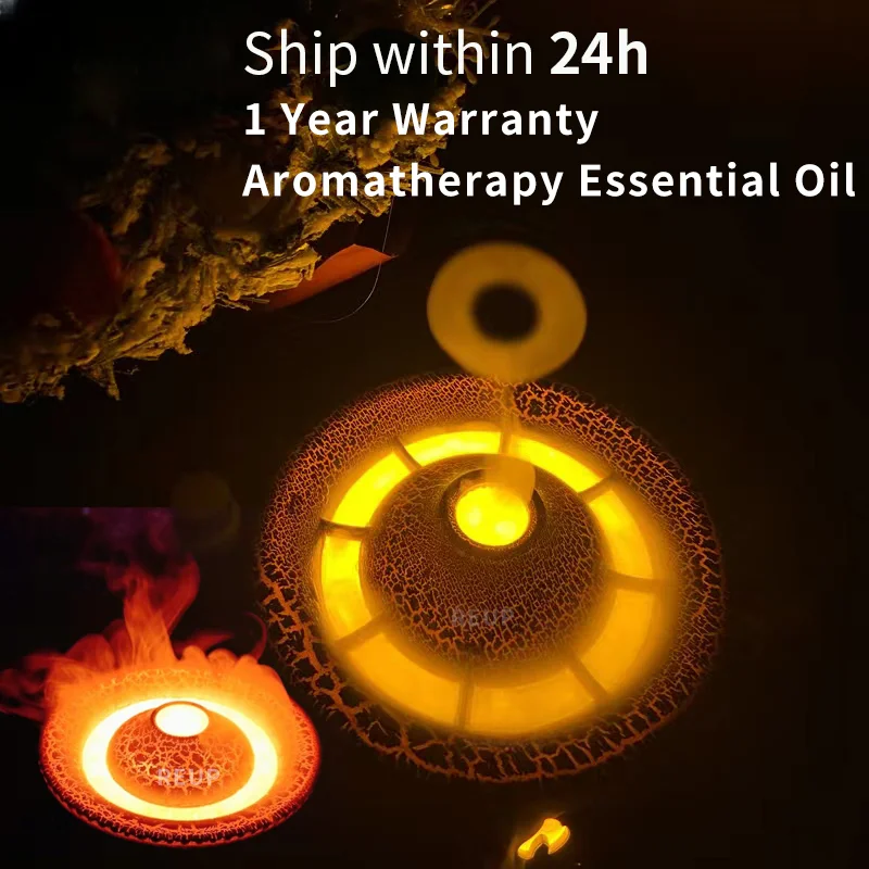 

NEW Volcanic Flame Aroma Diffuser Essential Oil 360ml Portable Air Humidifier with Cute Smoke Ring Night Light Lamp Fragrance