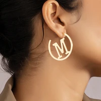 vintage custom name hoop earrings womens personalized gold butterfly stainless steel punk letter simple big circle jewelry