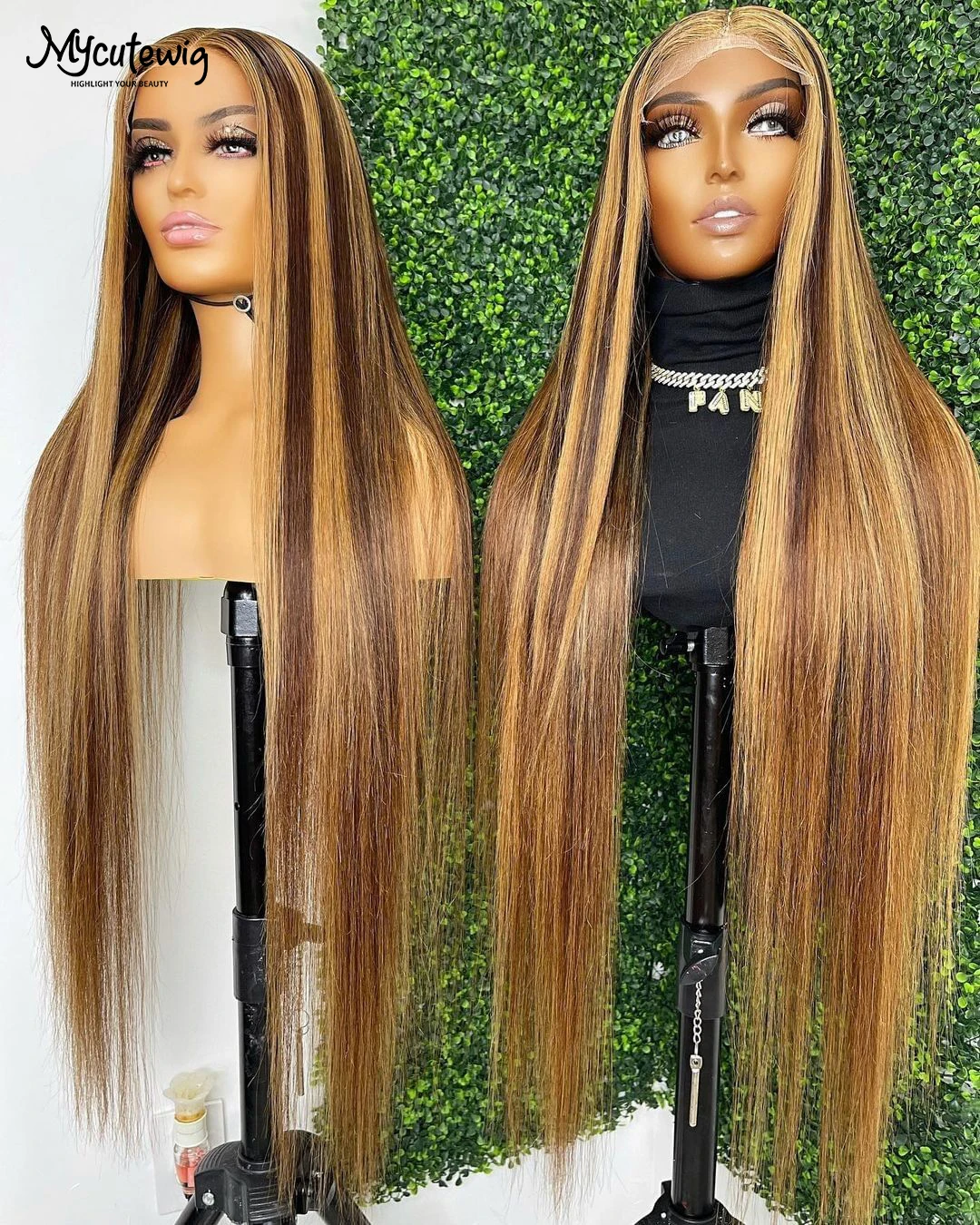 30 Inch Highlight Honey Brown Straigh Lace Front Human Hair Wigs 4X4 13x4 Remy Ombre Colored Straight Lace Frontal Wig For Women