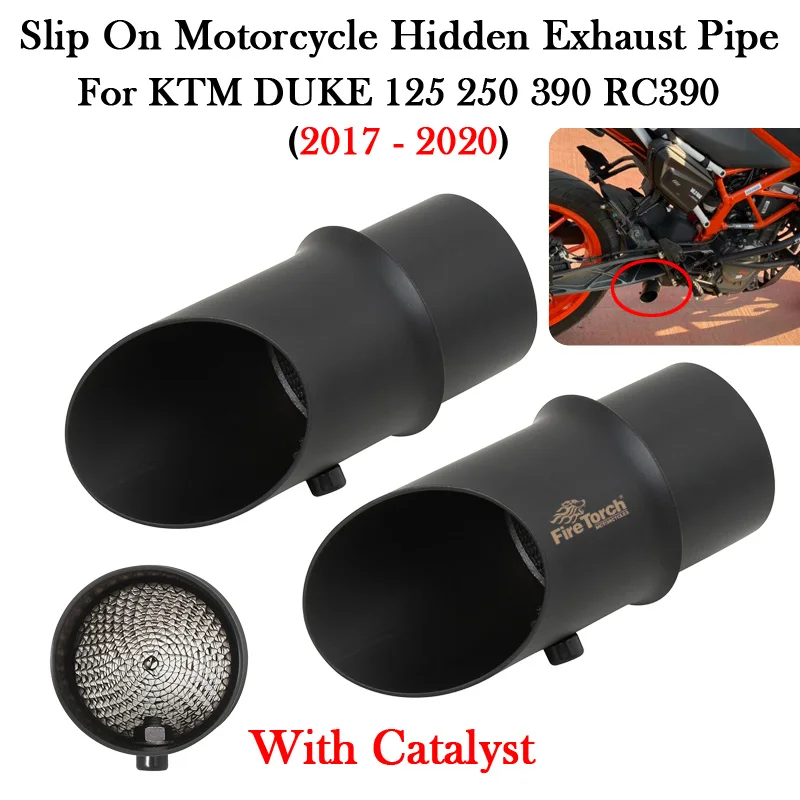 

For KTM DUKE 125 250 390 RC390 2017 2018 2019 2020 Motorcycle Hidden Exhaust Pipe Muffler Escape Moto Modify With Catalyst Tube