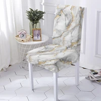 marbling print dining chair cover stretch for kitchen stools elastic office chair slipcover home wedding decoration accessories