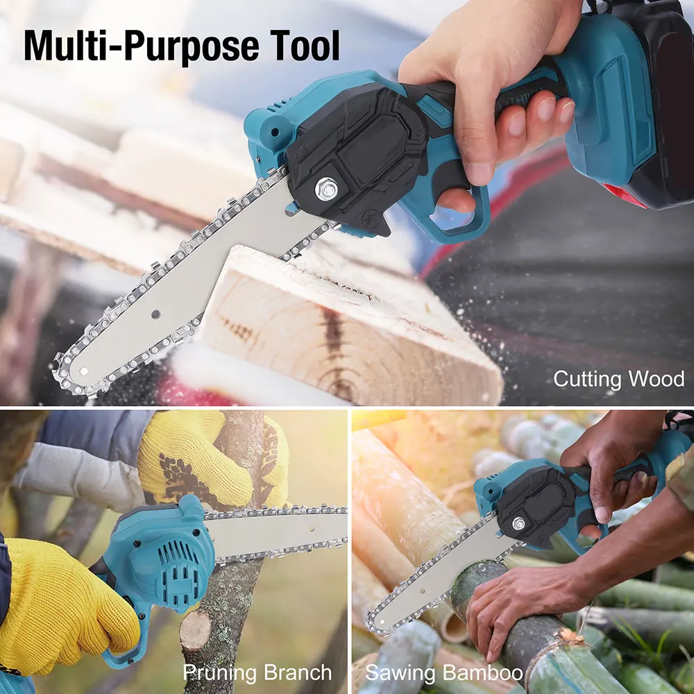 6 Inch Mini Electric Chainsaw Cordless Pruning Saw Fruit Tree  Garden Woodworking Power Tools With Extra Chain Lithium Battery images - 6