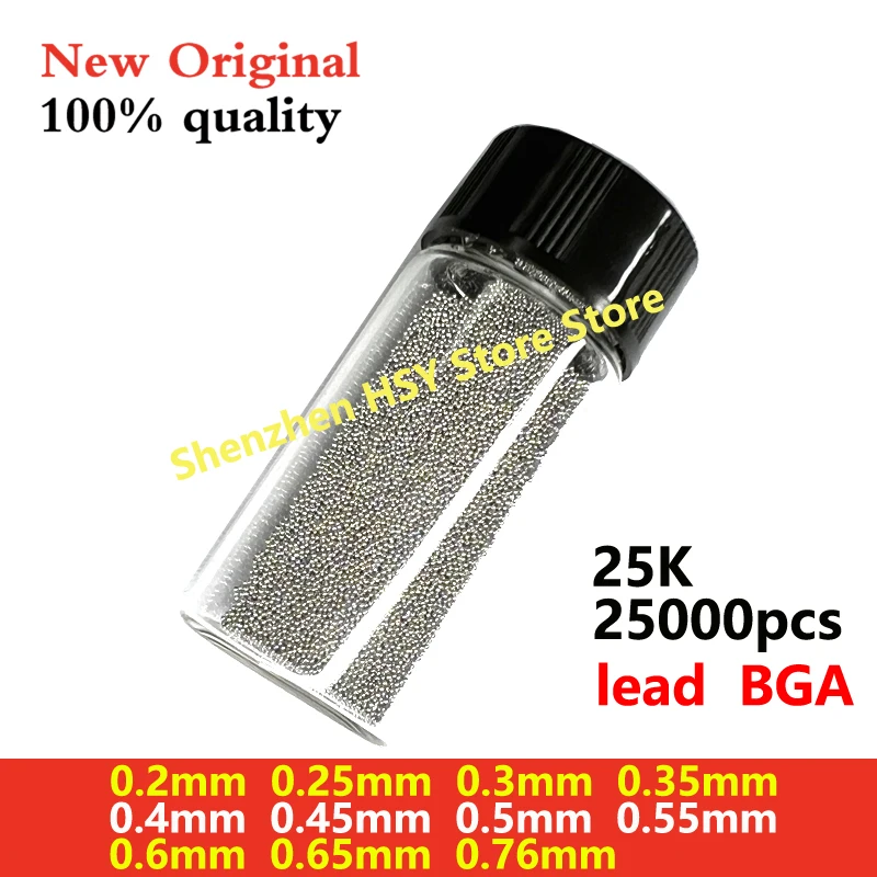 

(25 тыс.) 25 000 шт. 0,2 мм/0,25 мм/0,3 мм/0,35 мм/0,4 мм/0,45 мм/0,5 мм/0,5 мм/0,55/0,6 мм/0,65 мм/0,76 мм шарики для пайки со свинцом, шарики для пайки BGA