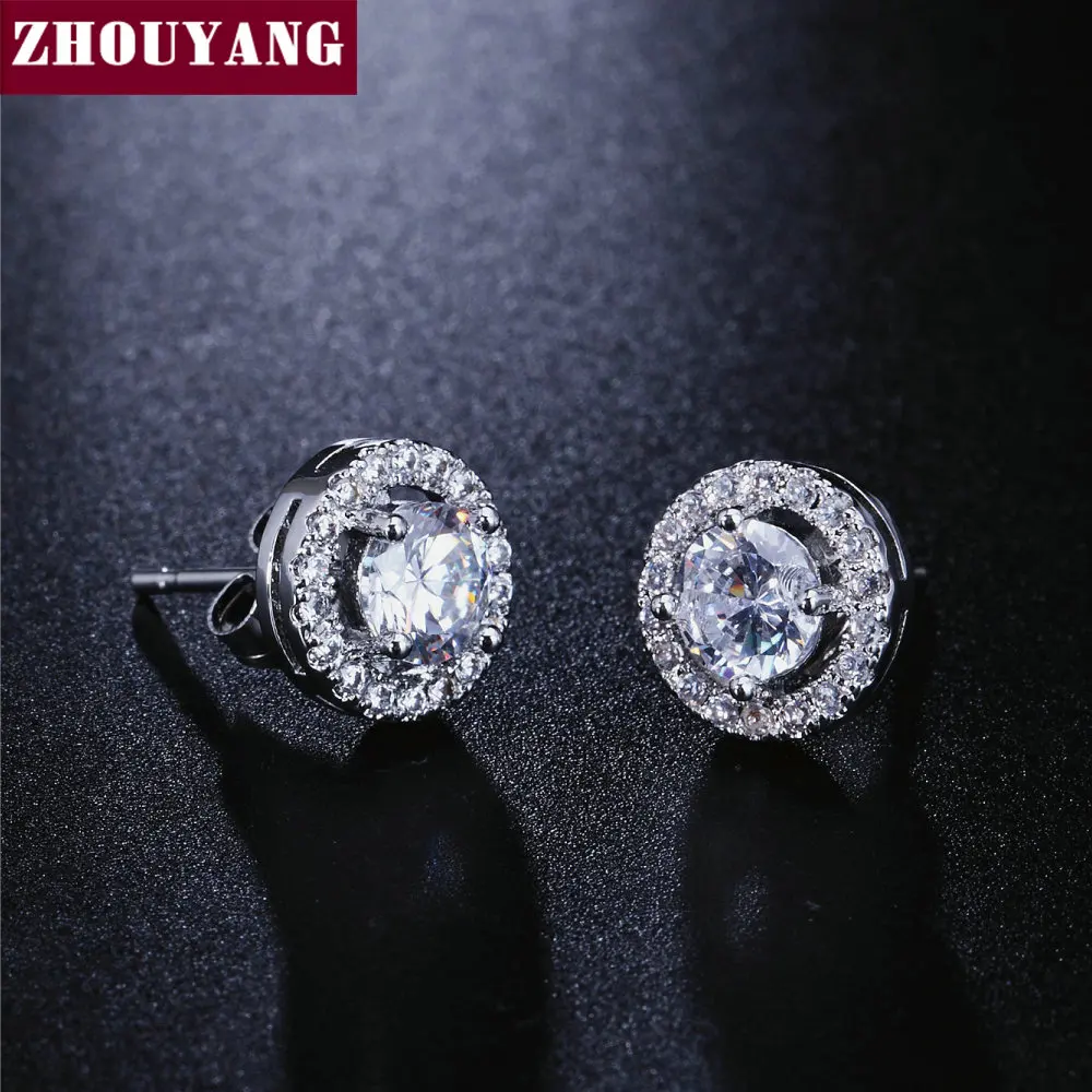 ZHOUYANG Свадебные Ювелирные наборы для женщин CZ обручальные серьги кольцо балкон