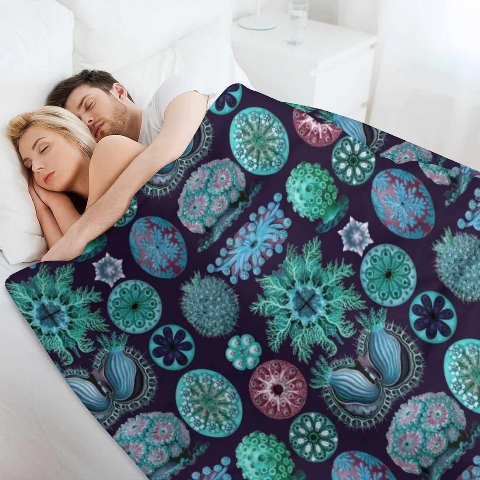 Ernst Haeckel Ascidiae Sea Squirts бирюзовое цветное одеяло милое клетчатое мягкое летнее