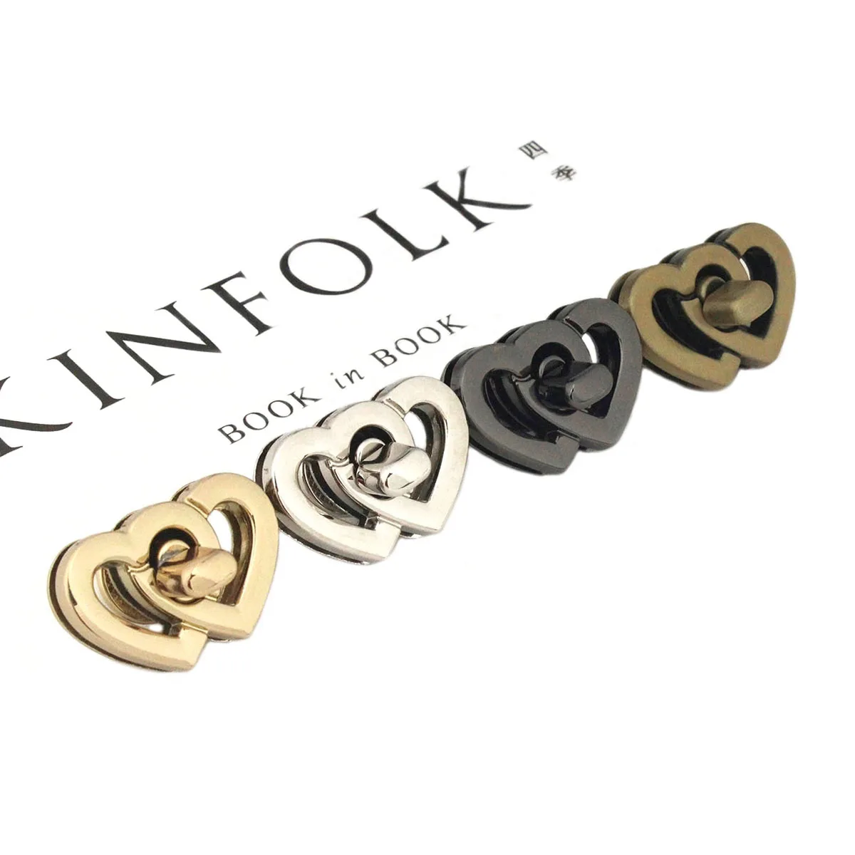 

5pcs Metal Double Heart Shape Turn Lock Clasps Closure buckle Leather Craft Bag Purse Handbag Shoulder Closure DIY Accessories