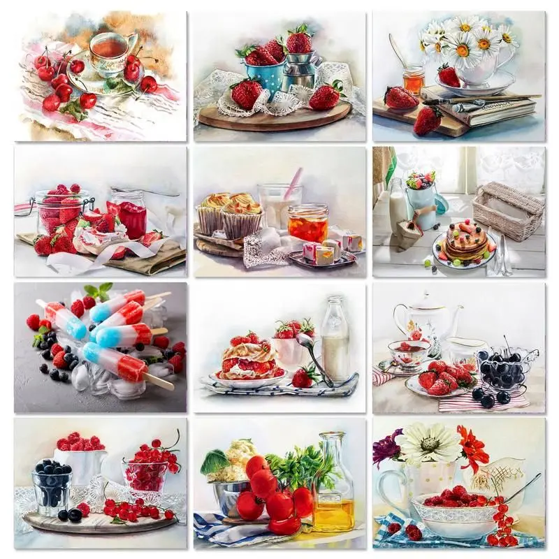 

GATYZTORY Frameless Milk Fruit Diy Painting By Numbers Kit Canvas Painting Acrylic Pictures By Numbers Wall Art For Home