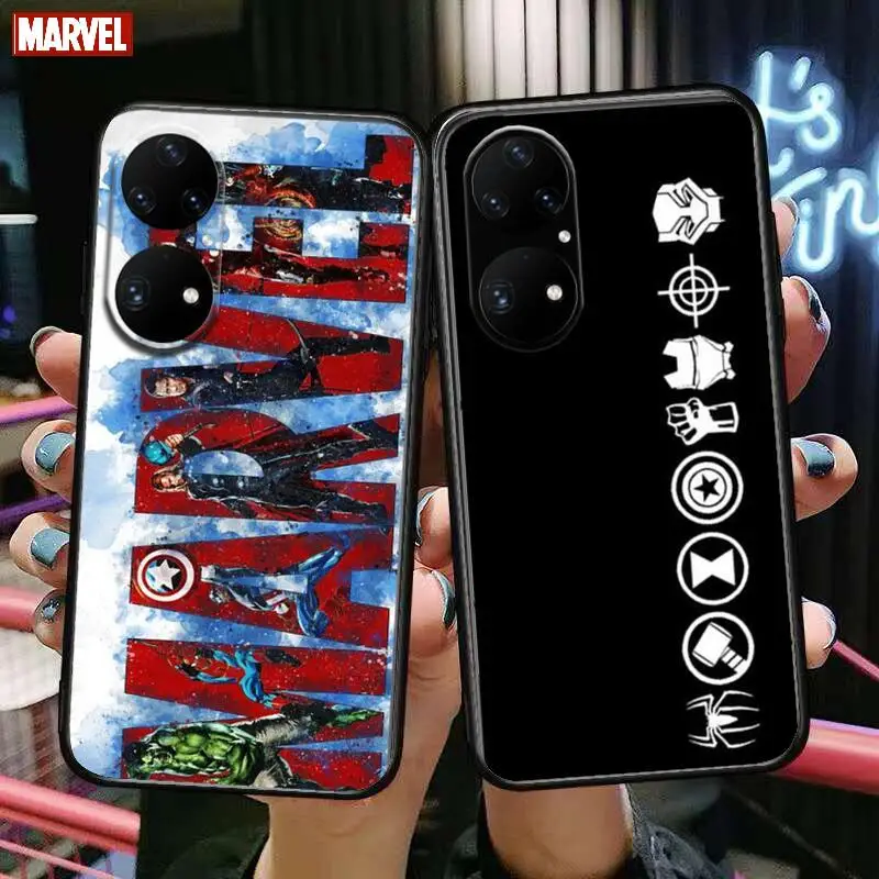 

Marvel logo comics Phone Case For Huawei p50 P40 p30 P20 10 9 8 Lite E Pro Plus Black Etui Coque Painting Hoesjes comic fas