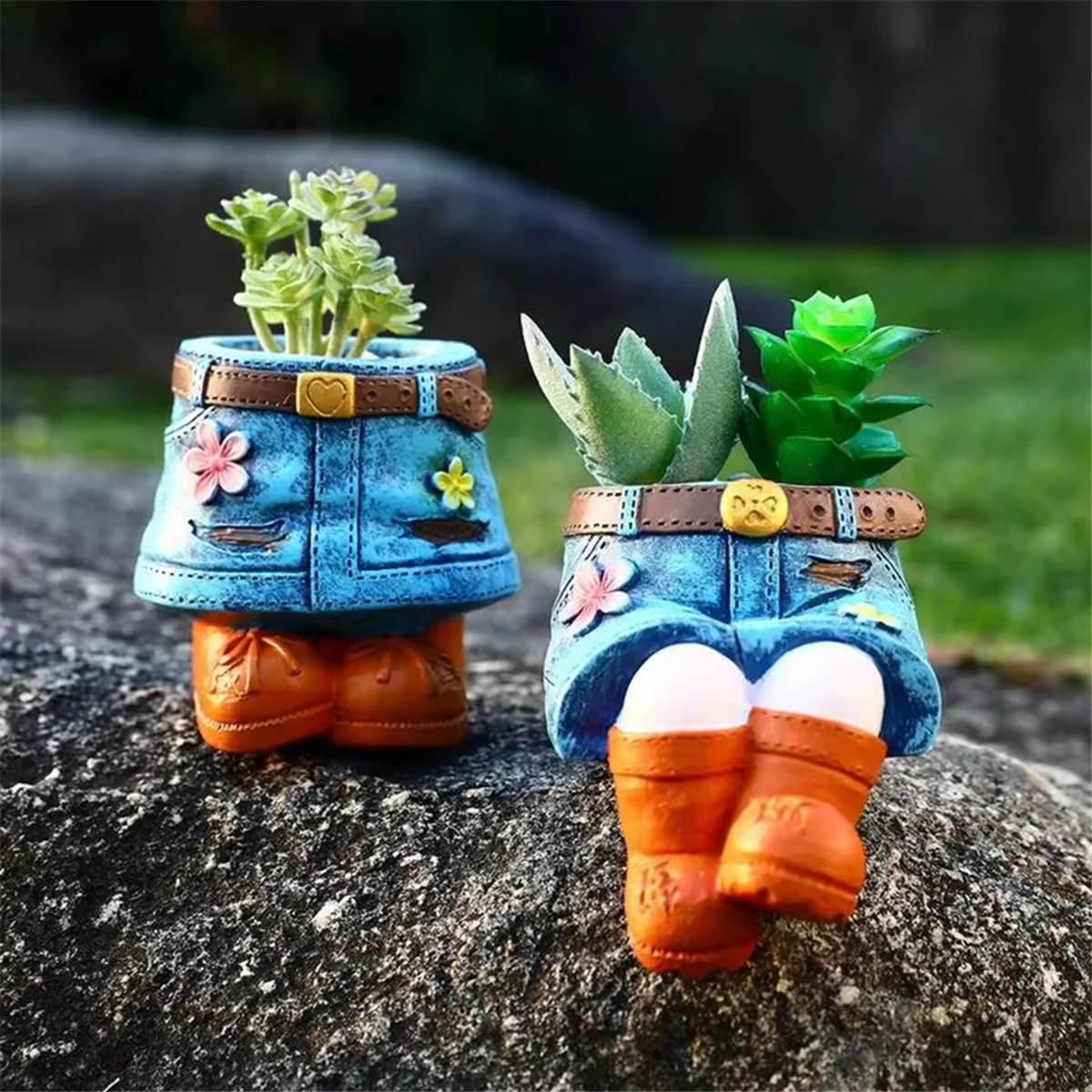 Уникальная джинсовая юбка в виде горшка для растений помещении искусственная