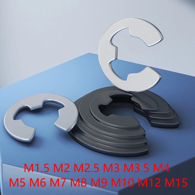 

Stainless Steel M1.5 M2 M2.5 M3 M3.5 M4 M5 M6 M7 M8 M9 M10 M12 M15 Shaft External Retaining Ring E Clip Snap Circlip Washer