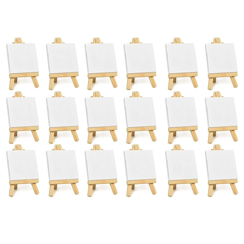 

18Pcs Mini Canvas Drawing Board With Easel, Painting Canvas Panel, Suitable For Art Painting Party Supplies