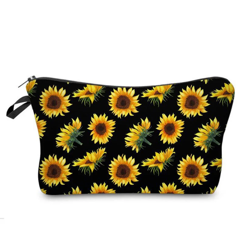 

Female Sunflowers Pattern Organizer Bag Lovely Toiletry Tool Cosmetic Bag Women Nice Sunflowers Pattern Pouch Case