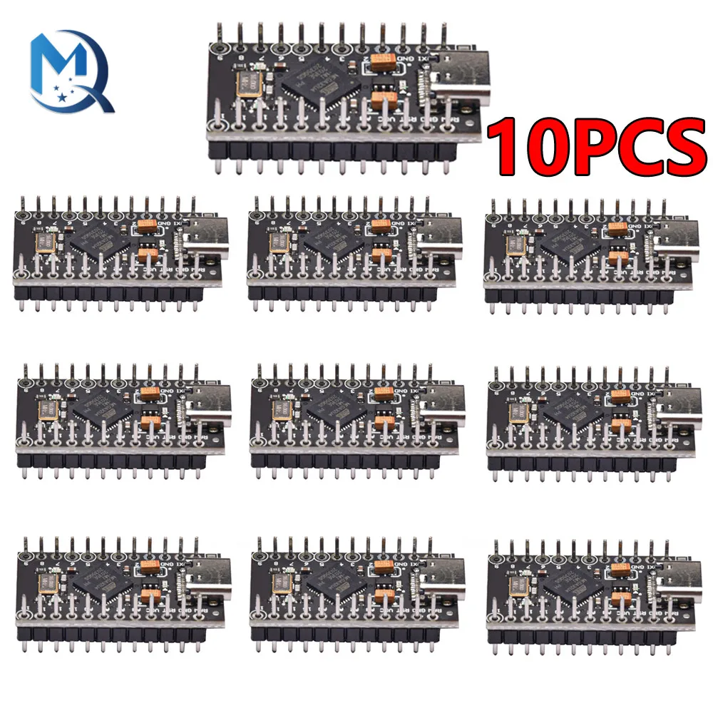 10 шт., модуль MINI USB Pro Micro типа C для Arduino ATmega32U4 5 В/16 МГц, с 2-рядным штырьковым разъемом для интерфейсной платы Leonardo Usb