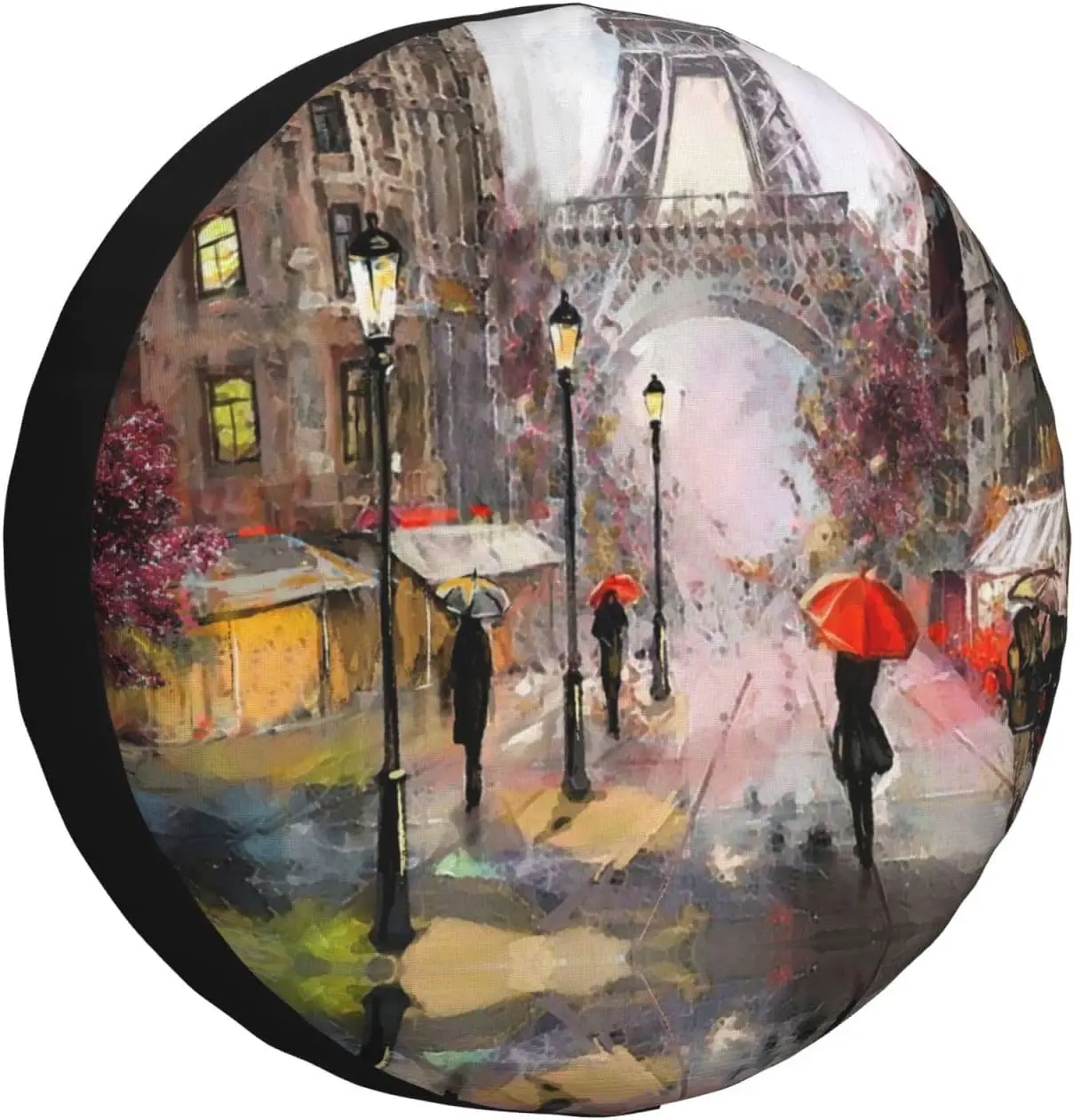 Чехол для запасных шин с принтом «дождливая улица в Париже», погодостойкий пылезащитный универсальный чехол для шин для прицепов, автодомов, внедорожников, кемпинга