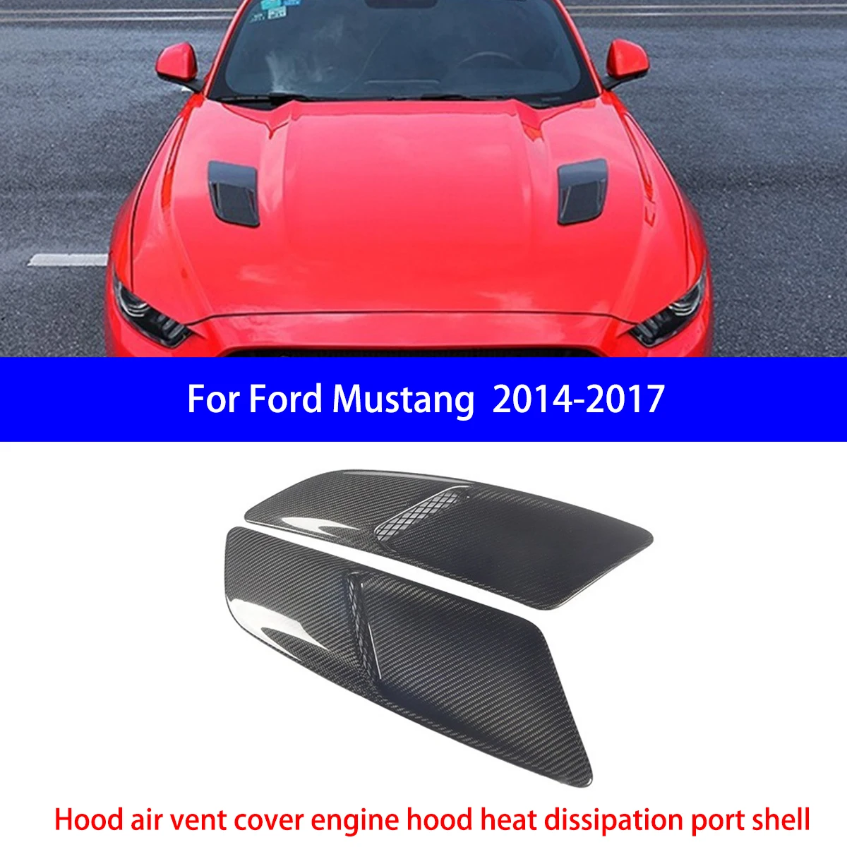 Фото Подходит для Ford Mustang Dry, задняя крышка из углеродного волокна/камера/рамка противотуманного фонаря/передняя решетка/задняя жалюзи, декоративные детали №3