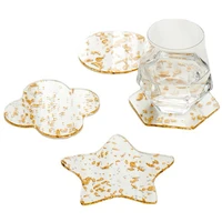 acrylic gold foil coaster heat insulation table mat cup pads tea cup milk mug coffee cup mat kitchen wedding table decoration