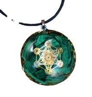 reiki healing spiritual energy crystal necklace pendant natural malachite crystal crushed stone drop resin orgonite pendant