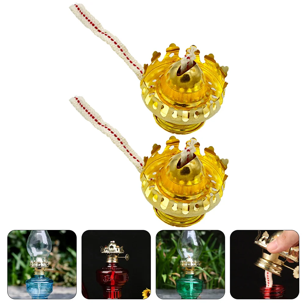 

2 Sets Oil Lamp Accessories Burner And Pooja Thali Lamp Wick Retro Oil Lamp Accessories Wick Burner Part