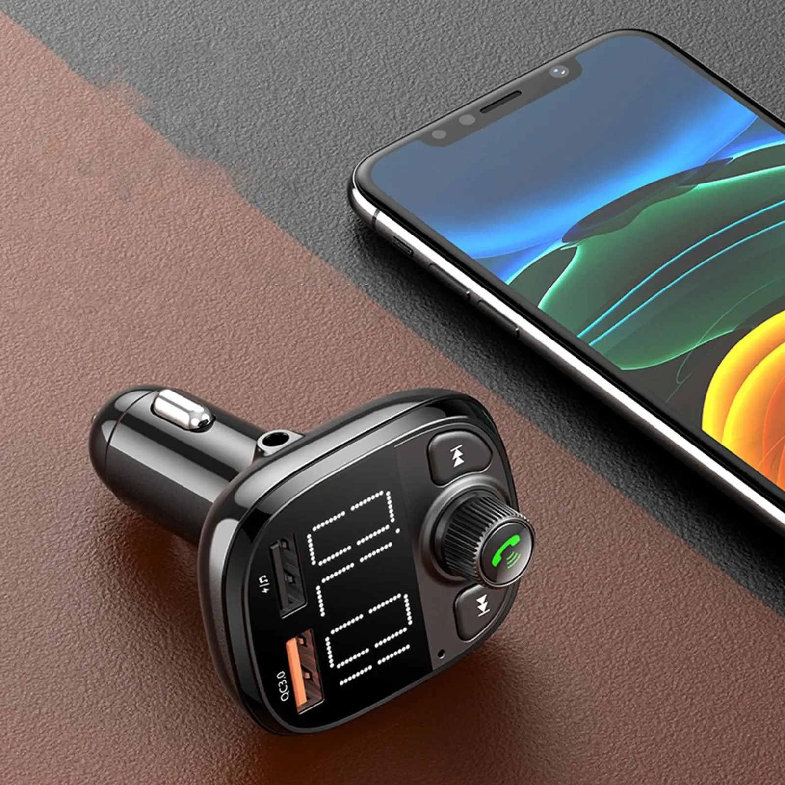 

Автомобильный FM-передатчик Bluetooth 5,0, 2 USB-порта, светодиодный дисплей, поддержка громкой связи, поддержка TF-карты, U-диск, адаптер, радиоприемни...