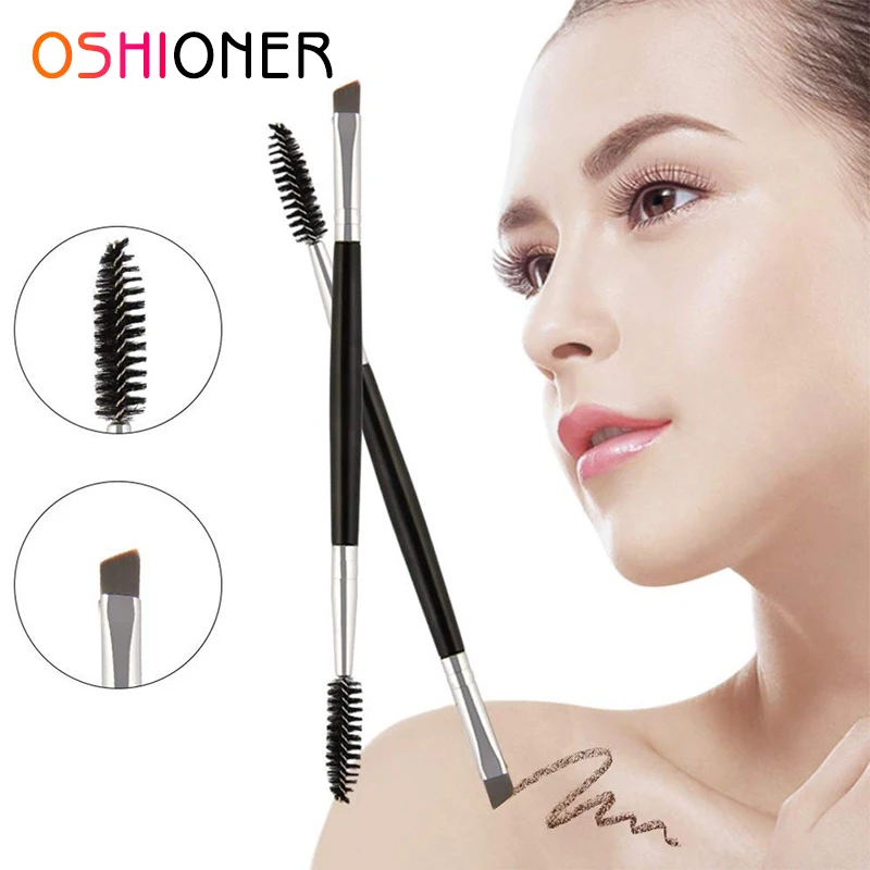 

Oshioner 2 PCS Cosmetic Black Double-head Angled Mascara Brush for Eyebrow Wand Applicator Spoolers Makeup Brushes Eye Lashes